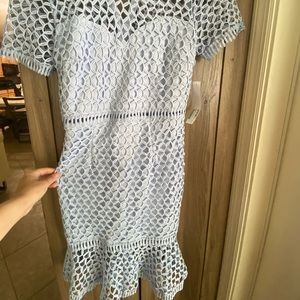 Aqua fishnet dusty blue dress in a size small new with tags.